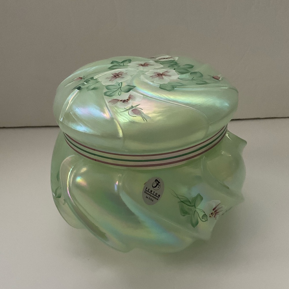 Vintage Fenton Opalescent Wave Crest Large Lidded Dish